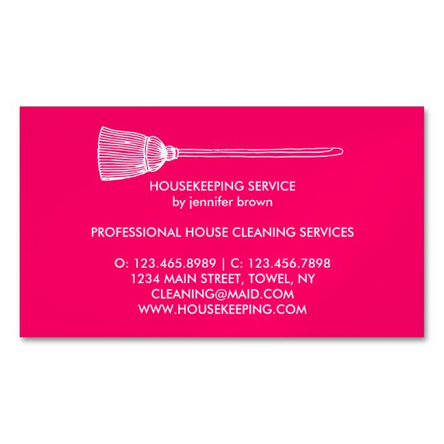 Maid Cleaning Housekeeper neon pink Business Card Magnet