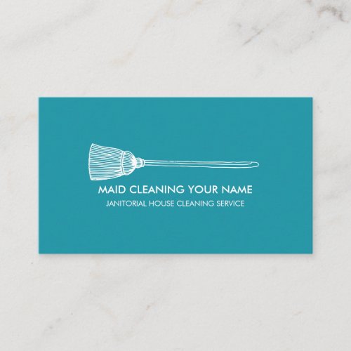 Maid Cleaning Housekeeper Simple blue green cute Business Card