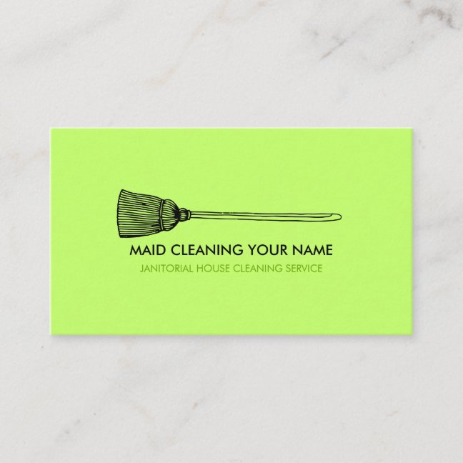 Maid Cleaning Housekeeper Simple neon green Business Card