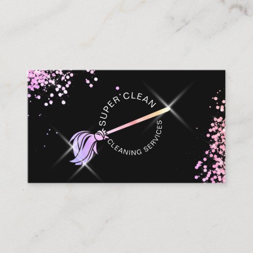 Maid Cleaning Housekeeping Sparkling Holograph Bus Business Card
