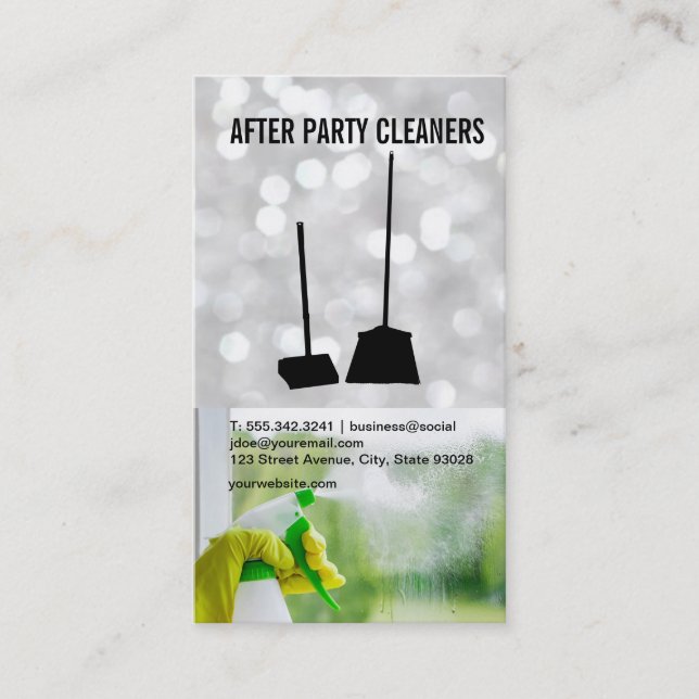 Maid Cleaning | Janitor Services Business Card (Front)