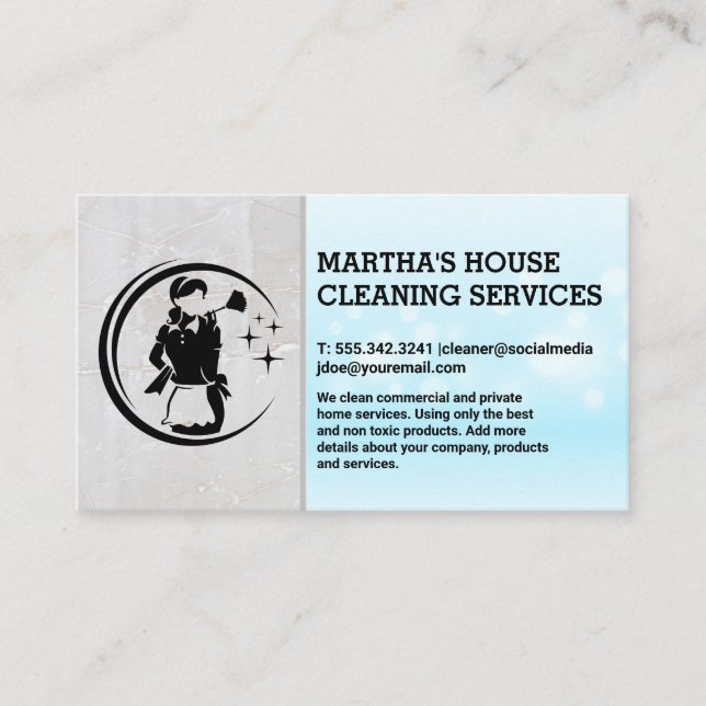 Maid Cleaning Logo | Home Services Business Card (Front)