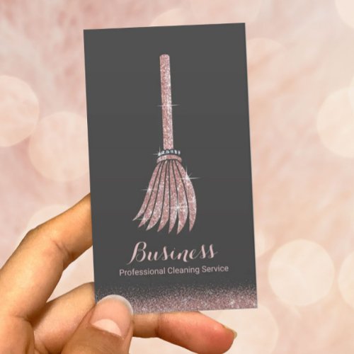 Maid Cleaning Rose Gold Glitter House Keeping Business Card
