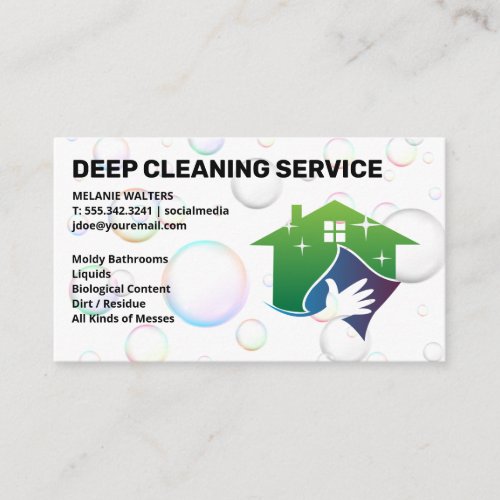 Maid  Cleaning Service Logo  Bubbles Business Card