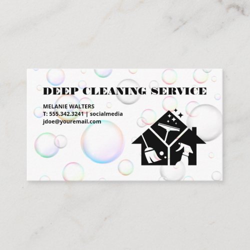 Maid  Cleaning Service  Soap Bubbles Business Card