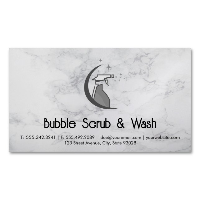 Maid Cleaning Service | Spray Bottle Logo Business Card Magnet (Front)