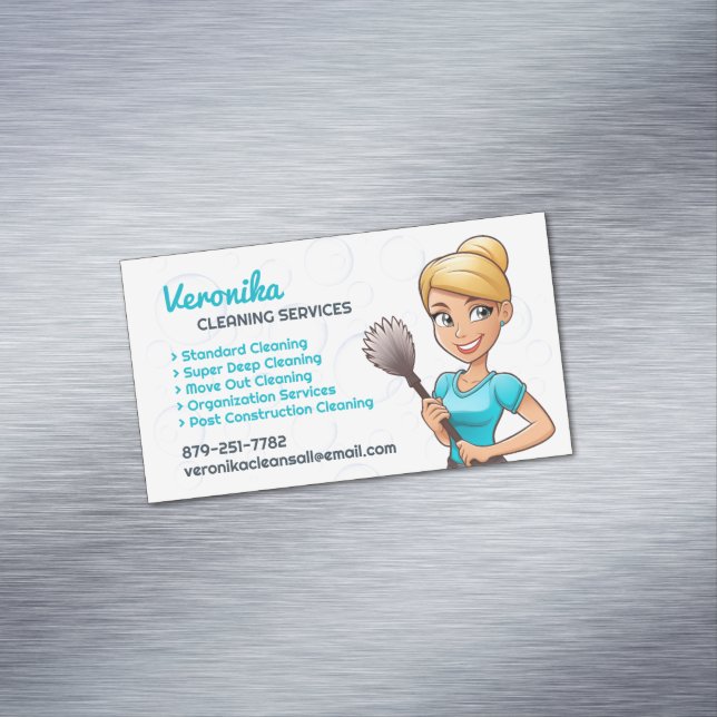 Maid Cleaning Services Business Card Magnet (In Situ)