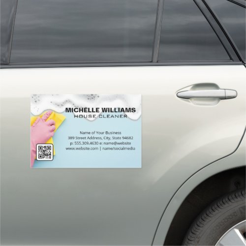 Maid Cleaning Services  Soap Suds  QR  Car Magnet