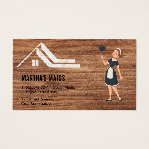 Maid Cleaning Services  Wood Background