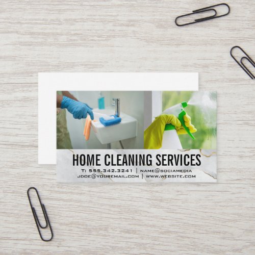 Maid Cleaning Sing and Window Business Card