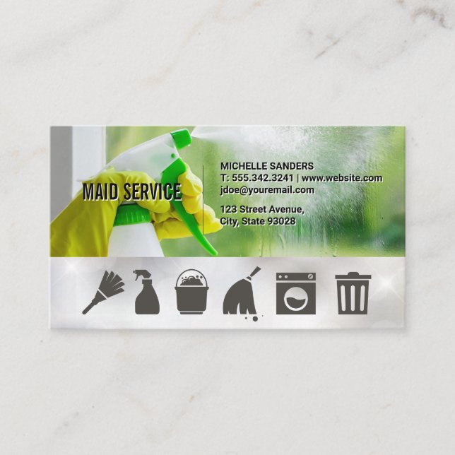 Maid Cleaning Window Business Card (Front)