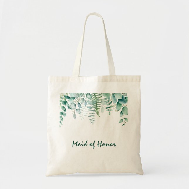 Maid honor wedding eucalyptus greenery green  tote bag (Front)