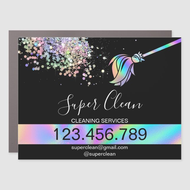 Maid House Cleaning Housekeeping Holograph Car Magnet (Front)