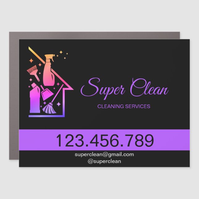 Maid House Cleaning Housekeeping Holograph Car Magnet (Front)