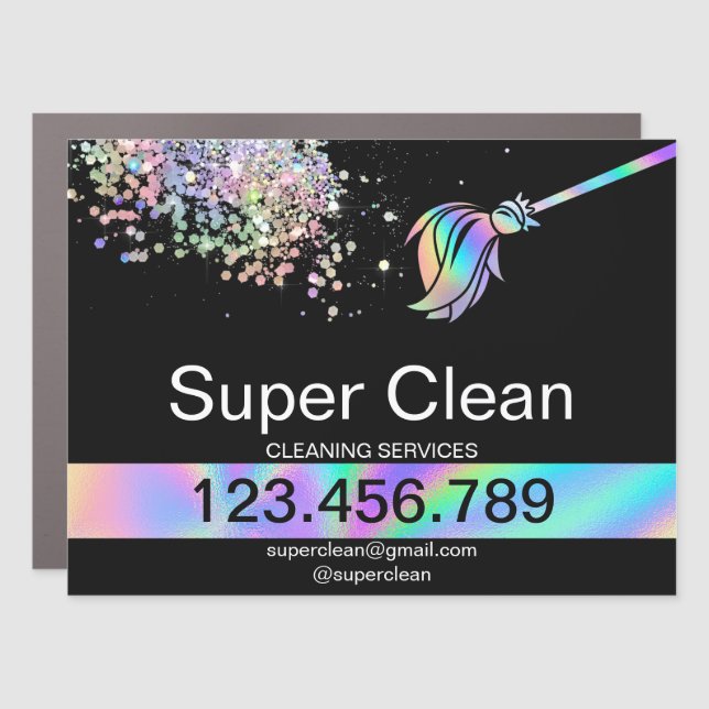 Maid House Cleaning Housekeeping Holograph Car Magnet (Front)