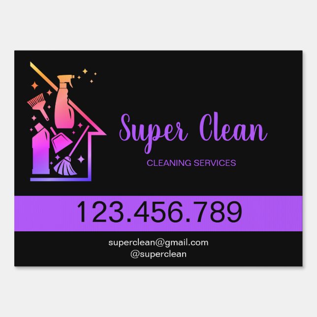 Maid House Cleaning Housekeeping Holograph Sign (Front)