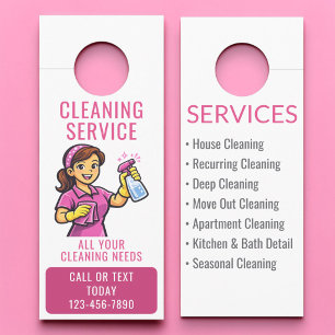 Maid House Cleaning Service Door Hanger