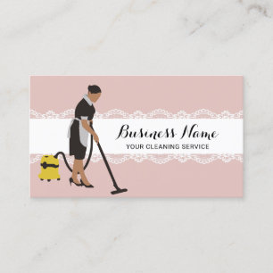 Maid House Cleaning Service Girly Pink Business Card