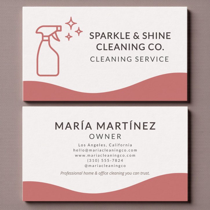 Maid House Cleaning Service Modern Business Card