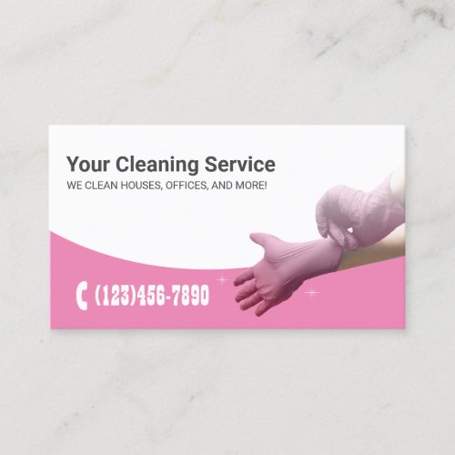 Maid House Cleaning Service Pink Business Card