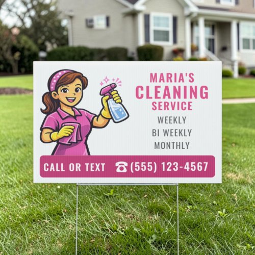 Maid House Cleaning Service Yard Sign