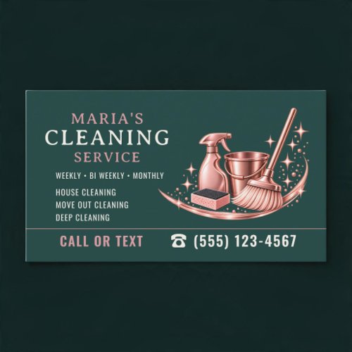 Maid House Pink Teal Cleaning Service Business Card