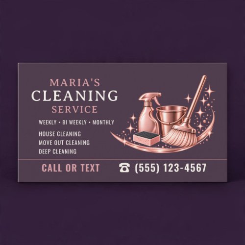 Maid House Purple Pink Cleaning Service Business Card