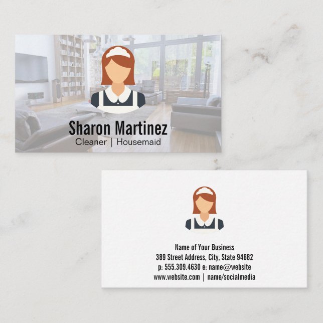 Maid | House Services | Cleaner Logo Business Card (Front/Back)