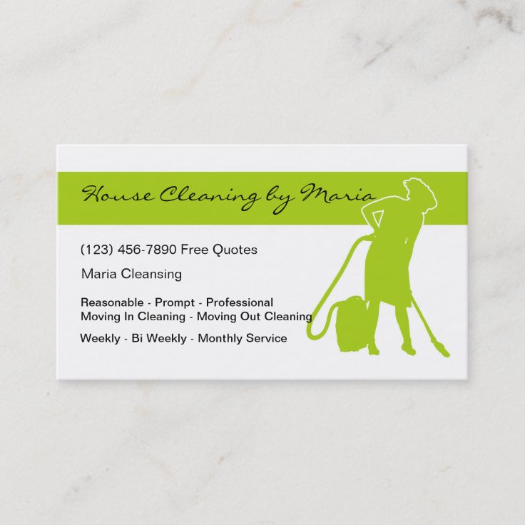 Maid Housekeeper Business Cards | Zazzle