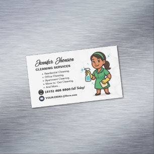 Maid Housekeeper Cleaning Service Business Card Magnet