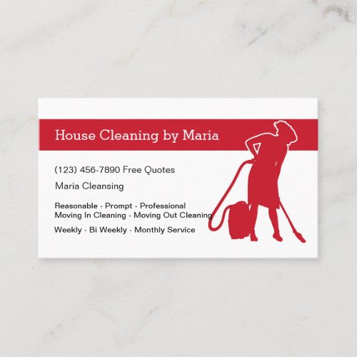 Maid Housekeeper Modern Business Cards