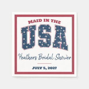 Maid in the USA, Stars, Stripes Bridal Shower Napkins