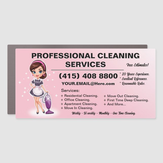 Maid Janitorial Car Magnet House Cleaning  (Front)
