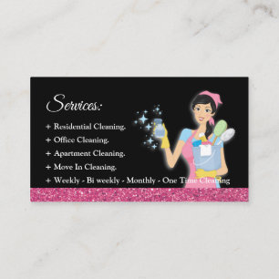 Maid Janitorial Cleaning Service Business Cards