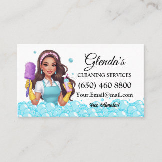 Maid Janitorial Cleaning Service Business Cards