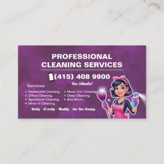 Maid Janitorial Lady Business Card House Cleaning