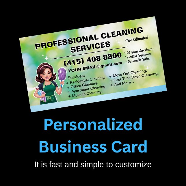 Maid Janitorial Lady Business Card House Cleaning  (Creator Uploaded)