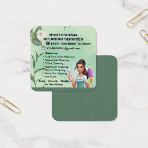 Maid Janitorial Lady Business Card House Cleaning