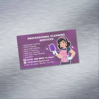 Maid Janitorial Lady House Cleaning Service Business Card Magnet