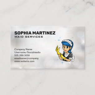 Maid Logo Sparkly Background Business Card