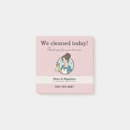 Maid Logo We Cleaned Today Cleaning Services Post-it Notes