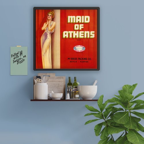 Maid of Athens Oranges packing label Poster