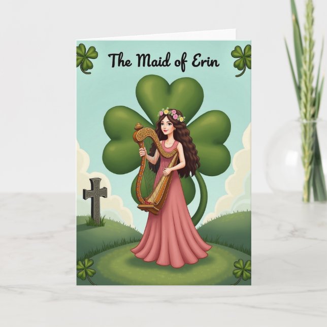 Maid Of Erin Irish Harp Card (Front)