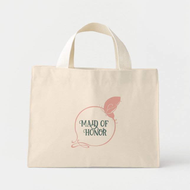 Maid Of Honor Art Nouveau Pink Butterfly Mini Tote Bag (Front)