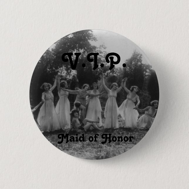 Maid of Honor Bachelorette Party Flair Pinback Button (Front)