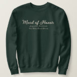 Maid of Honor Bachelorette Party Matching Sweatshirt<br><div class="desc">Pick your fave fit — t-shirt, oversized tee for a swimsuit cover or sleep shirt, sweatshirt, or hoodie. Pair it with Old Money aesthetic Green and Beige tote bags, tumblers and beach towels. Whether you’re heading to brunch, dancing all night, or just coordinating the cutest pre-wedding pics, this one’s an...</div>