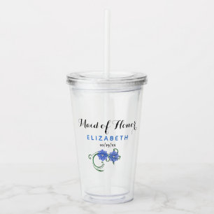 Maid of Honor Bachelorette Party Wedding Blue Acrylic Tumbler
