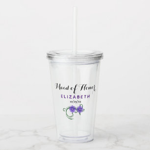 Maid of Honor Bachelorette Party Wedding Purple Acrylic Tumbler