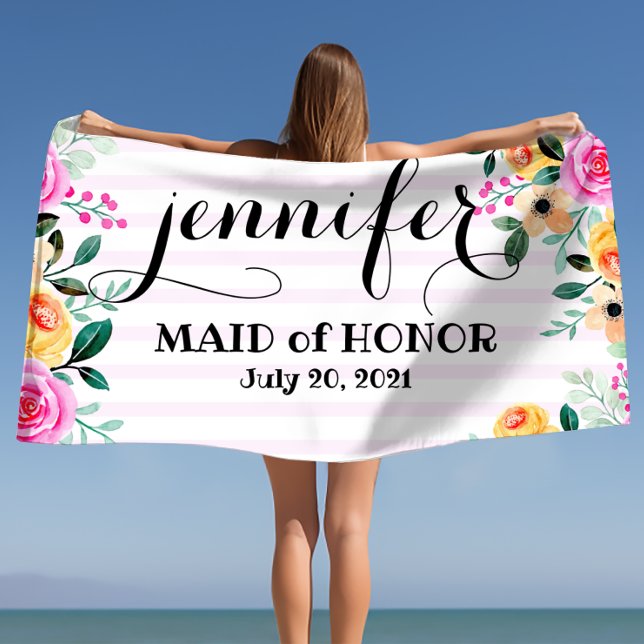 Maid of Honor Bachelorette Personalized  Beach Tow Beach Towel (Maid of Honor Bachelorette Personalized Beach Tow Beach Towel)
