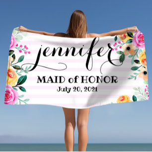 Maid of Honor Bachelorette Personalized  Beach Tow Towel